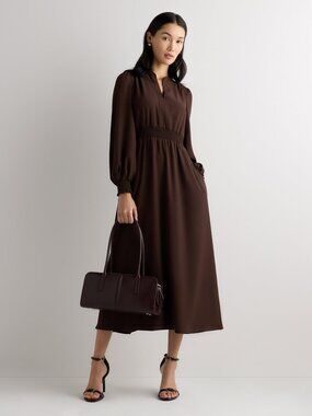 Quince Crepe Long Sleeve Midi Dress